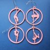 Set of 4 Pink Glow in the Dark Pole Dance Christmas Ornaments displayed together on a blue background. Amira Perun Poledance Decor